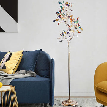 Modern 9-Light Agate Tree Floor Lamp with Foot Switch